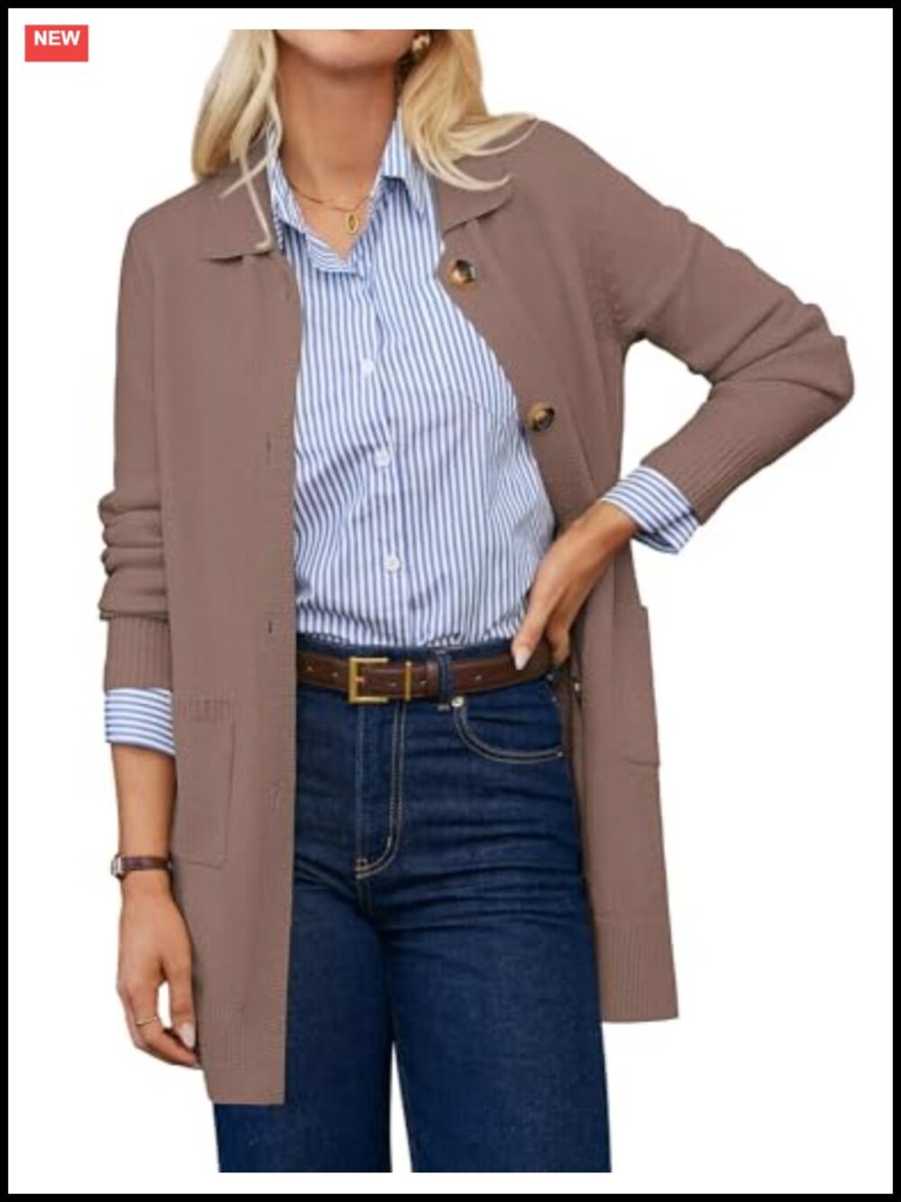 Long Cardigan Sweater Wool Blend Lightweight Pockets Casual Fall Layer